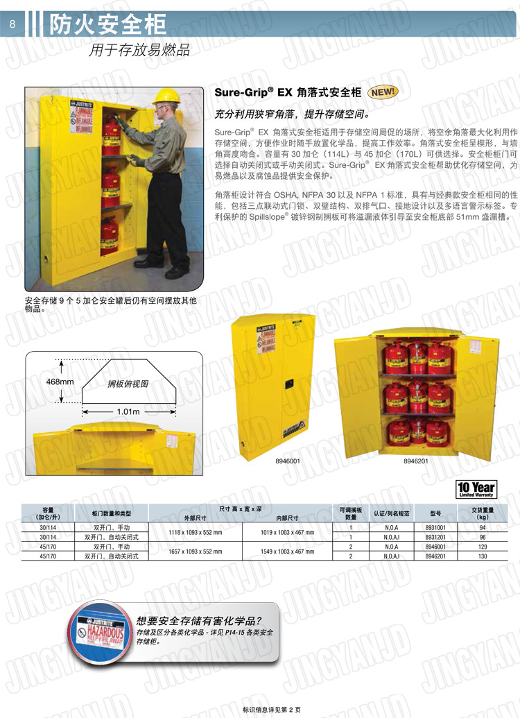 美國杰斯瑞特，防火安全柜，justrite防火柜，justrite安全柜，防爆柜justrite